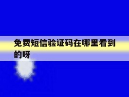 免费短信验证码在哪里看到的呀