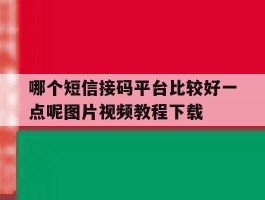哪个短信接码平台比较好一点呢图片视频教程下载的简单介绍