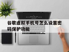 谷歌虚拟手机号怎么设置密码保护功能