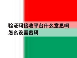 验证码接收平台什么意思啊怎么设置密码