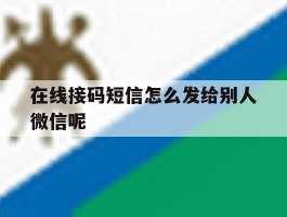 在线接码短信怎么发给别人微信呢
