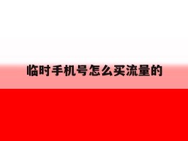临时手机号怎么买流量的