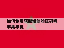如何免费获取短信验证码呢苹果手机的简单介绍