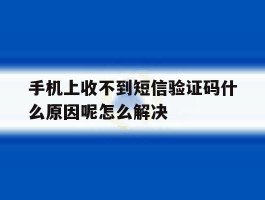 手机上收不到短信验证码什么原因呢怎么解决的简单介绍