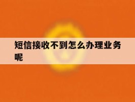 短信接收不到怎么办理业务呢