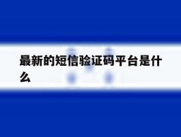 最新的短信验证码平台是什么