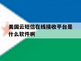 关于美国云短信在线接收平台是什么软件啊的信息
