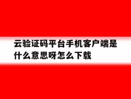 云验证码平台手机客户端是什么意思呀怎么下载的简单介绍