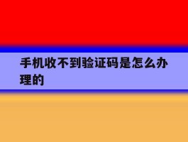 手机收不到验证码是怎么办理的