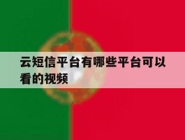 云短信平台有哪些平台可以看的视频