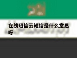 在线短信云短信是什么意思呀