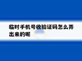 临时手机号收验证码怎么弄出来的呢