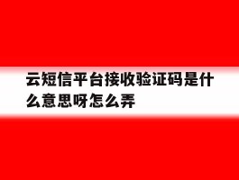 云短信平台接收验证码是什么意思呀怎么弄