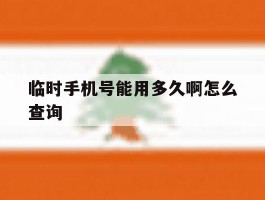 临时手机号能用多久啊怎么查询