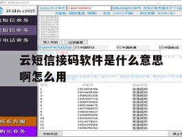 云短信接码软件是什么意思啊怎么用