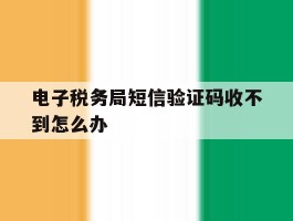 电子税务局短信验证码收不到怎么办