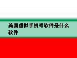 美国虚拟手机号软件是什么软件