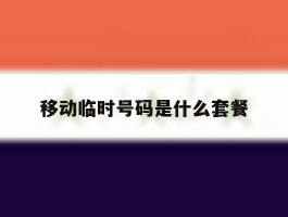 移动临时号码是什么套餐