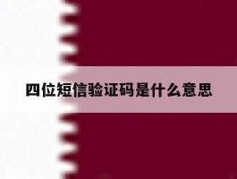 四位短信验证码是什么意思