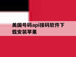美国号码api接码软件下载安装苹果