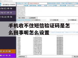 手机收不住短信验证码是怎么回事呢怎么设置