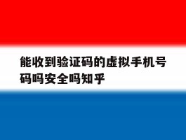 包含能收到验证码的虚拟手机号码吗安全吗知乎的词条