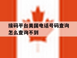 接码平台美国电话号码查询怎么查询不到