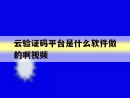 云验证码平台是什么软件做的啊视频