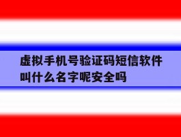 包含虚拟手机号验证码短信软件叫什么名字呢安全吗的词条