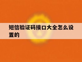 短信验证码接口大全怎么设置的