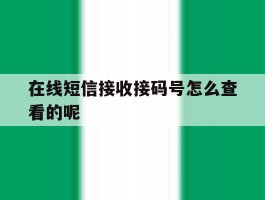 在线短信接收接码号怎么查看的呢