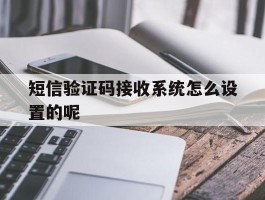 短信验证码接收系统怎么设置的呢