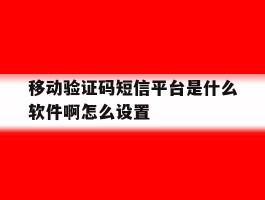 移动验证码短信平台是什么软件啊怎么设置