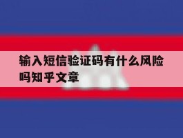 输入短信验证码有什么风险吗知乎文章的简单介绍